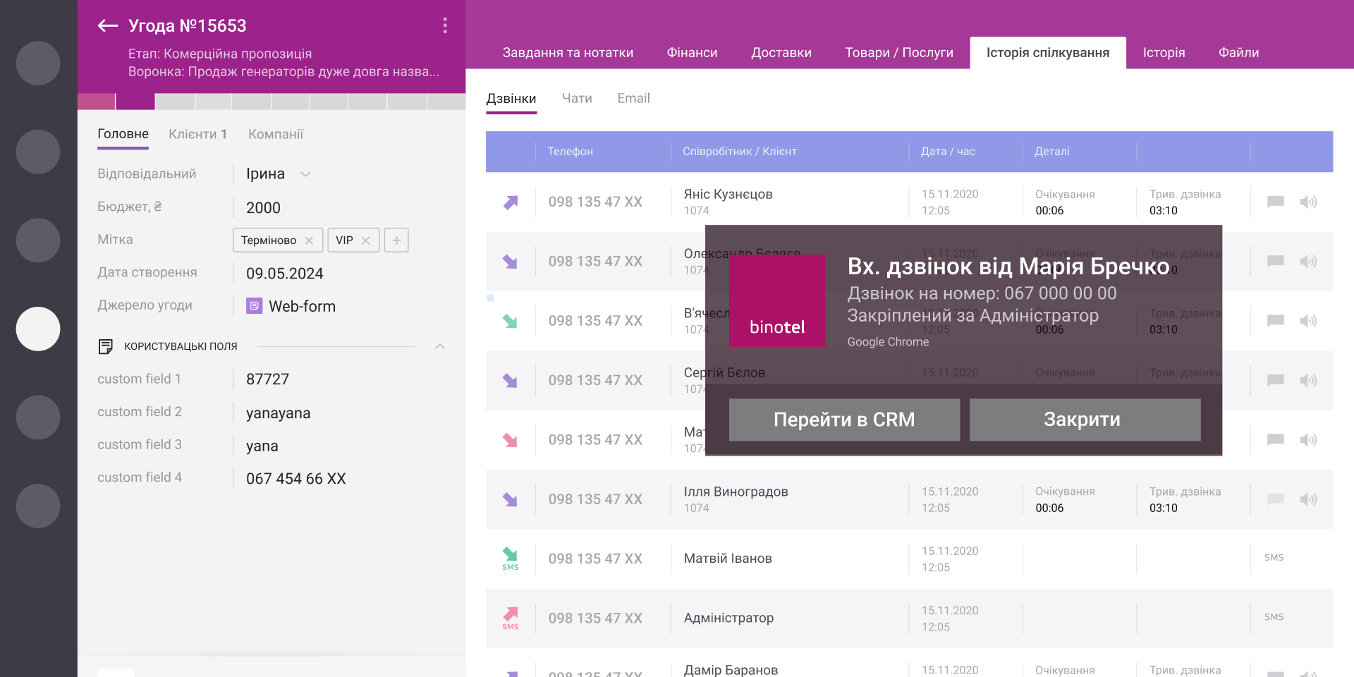 binotel smartcrm ywkoh